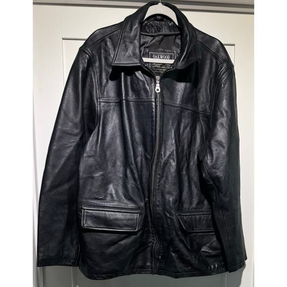 Men's Vintage Oakwood Classic Genuine Black Leather Heavy Jacket Size XXL - Picture 3 of 10